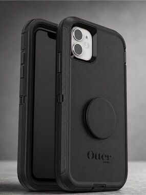 OtterBox Black Rugged Protective Phone Case with Integrated Pop Socket